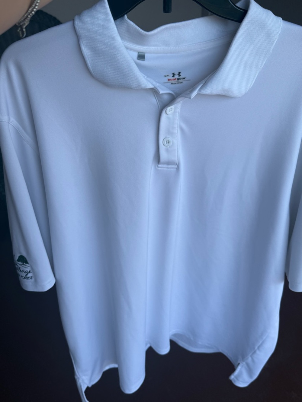 Under Armour HeatGear Polo Shirt Mens XXL White Golf Performance Oak Forest Logo